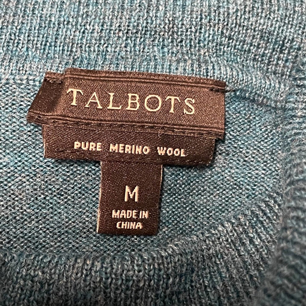 Talbots Teal Merino Wool Turtle Neck Sweater size M *Defect - Picture 6 of 7
